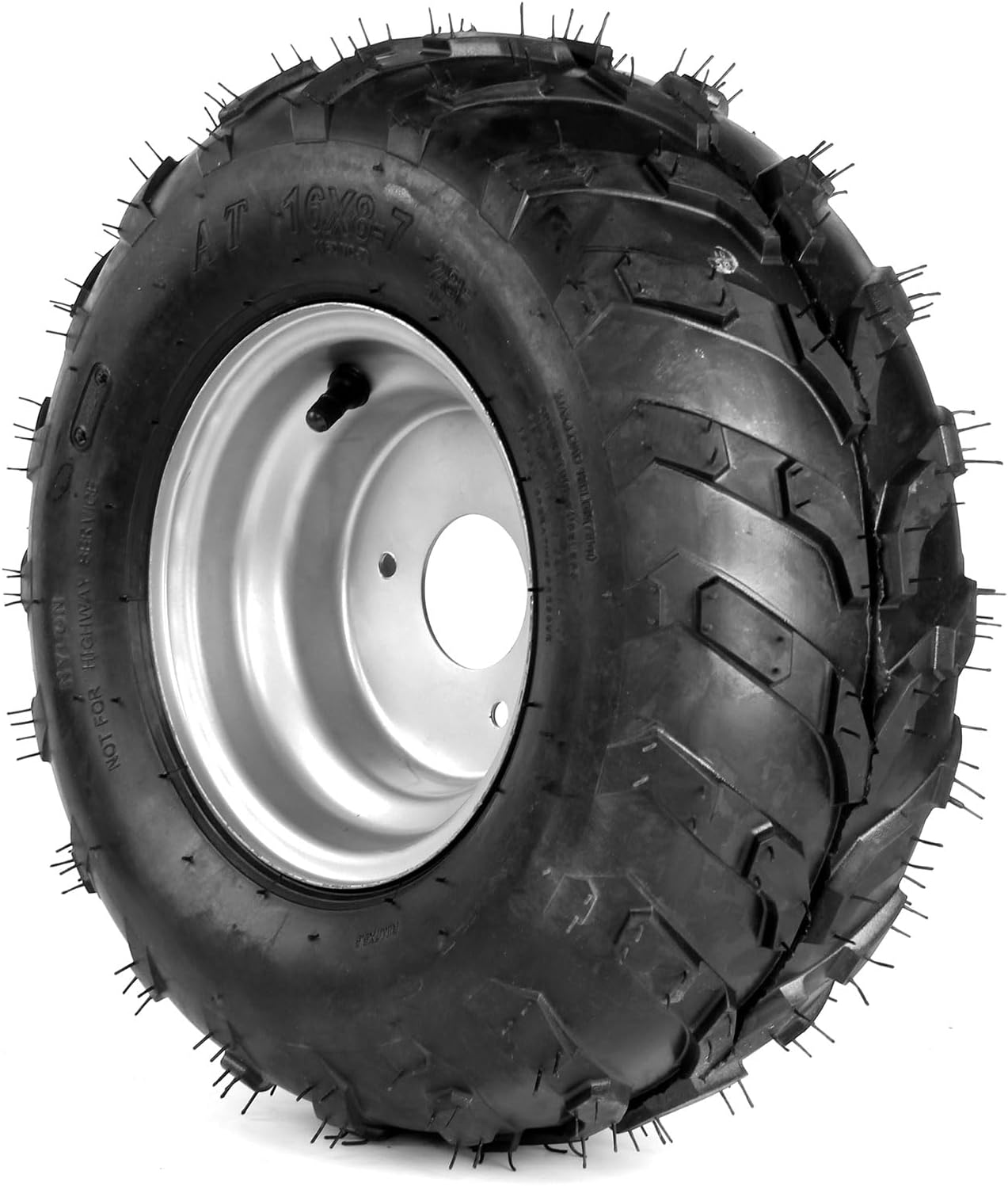 16x8-7 Go Kart Wheels, 16x8-7 Go Kart Tires with Wheels for Go Kart ATV UTV Quad 110cc 3 Bolts Set of 2 (Silver)